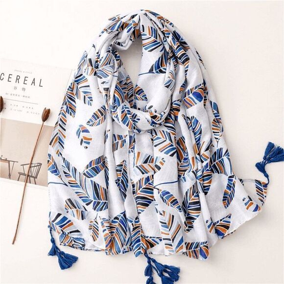 2/$30 Ladies Blue Feather Scarf   - Picture 1 of 9